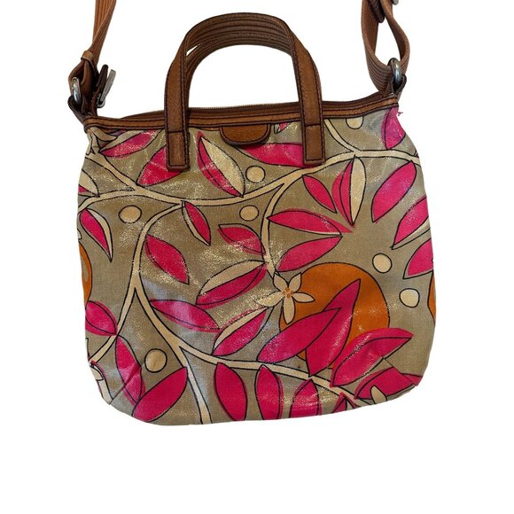 Fossil Calypso Key-Per Coated Canvas Crossbody Orange Fruit Print ZB5125 - Picture 4 of 7